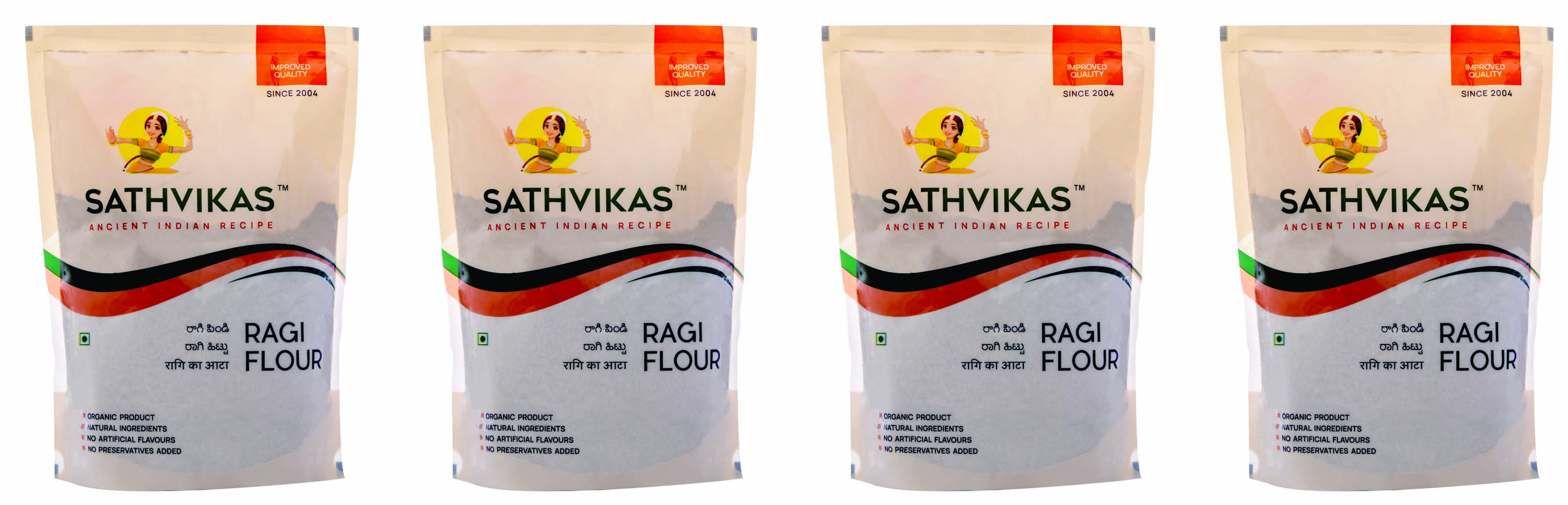 Ragulu / Finger Millet Flour (1000 grams) Pack Of 4.